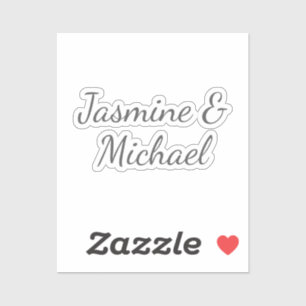 Lovely Chic Calligraphy Couple Names Wedding Sticker