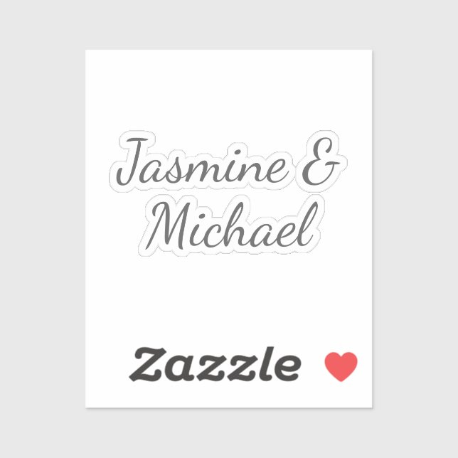 Lovely Chic Calligraphy Couple Names Wedding Sticker (Sheet)