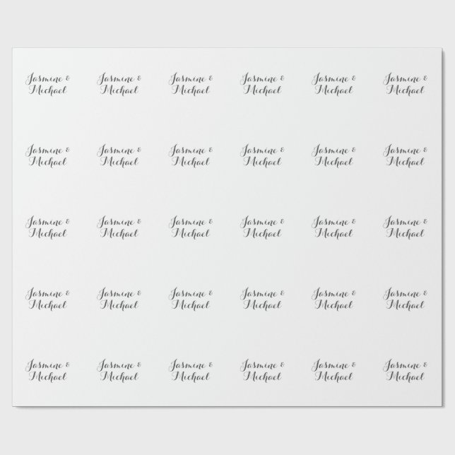Lovely Chic Calligraphy Couple Names  Wrapping Paper (Flat)