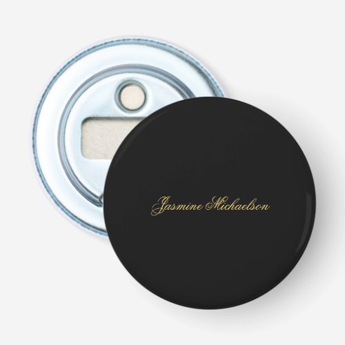 Lovely Chic Calligraphy Name Black & Gold Bottle Opener