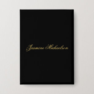 Lovely Chic Calligraphy Name Black & Gold Button