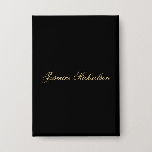 Lovely Chic Calligraphy Name Black & Gold Button