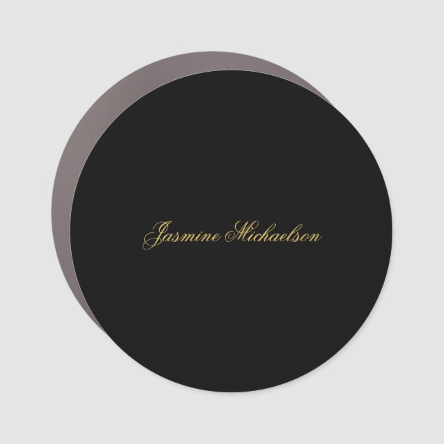 Lovely Chic Calligraphy Name Black & Gold Car Magnet (Front)