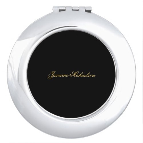 Lovely Chic Calligraphy Name Black & Gold Compact Mirror