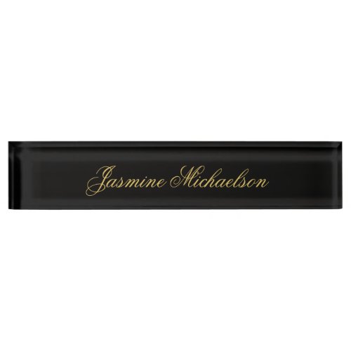 Lovely Chic Calligraphy Name Black &amp; Gold Desk Name Plate