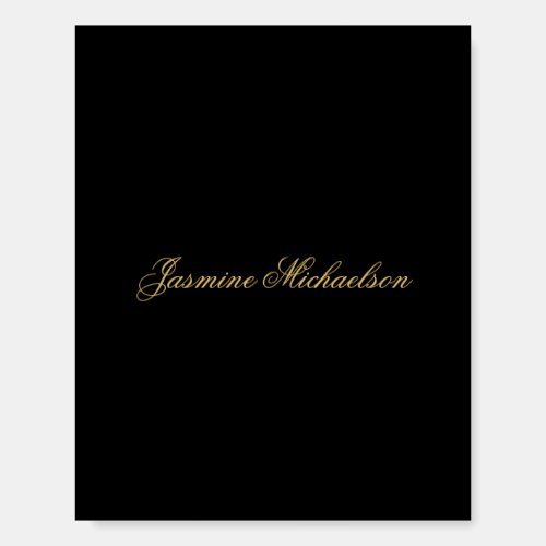 Lovely Chic Calligraphy Name Black & Gold Foam Board