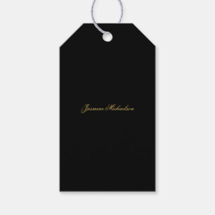 Lovely Chic Calligraphy Name Black & Gold Gift Tags