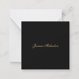 Lovely Chic Calligraphy Name Black & Gold Note Card