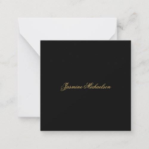 Lovely Chic Calligraphy Name Black & Gold Note Card