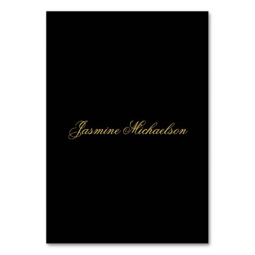 Lovely Chic Calligraphy Name Black &amp; Gold Table Number
