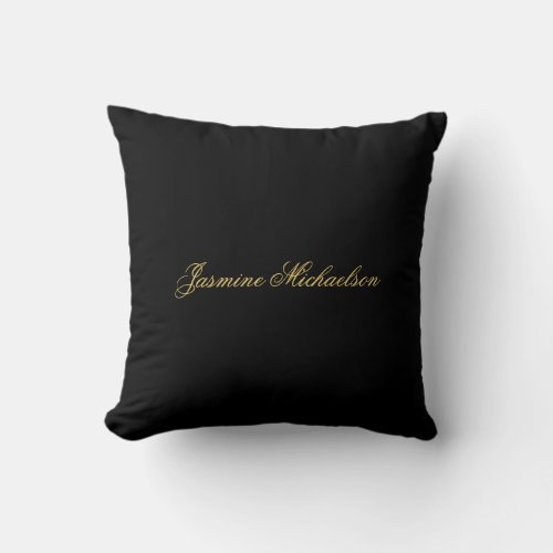 Lovely Chic Calligraphy Name Black & Gold Throw Pillow