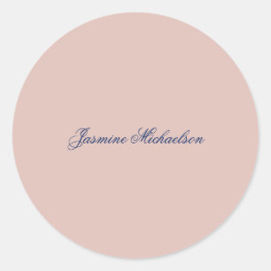 Lovely Chic Calligraphy Name Rose Gold Color Classic Round Sticker