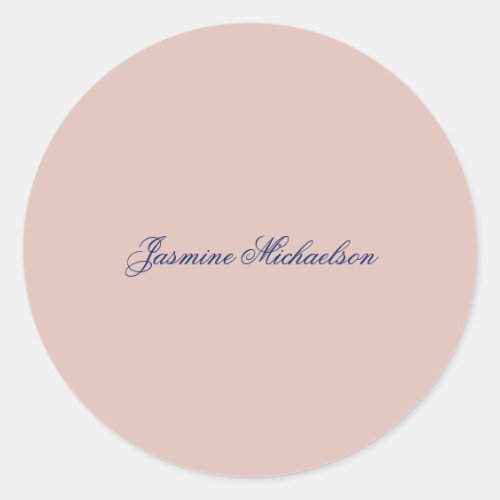 Lovely Chic Calligraphy Name Rose Gold Color Classic Round Sticker