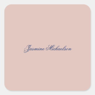 Lovely Chic Calligraphy Name Rose Gold Color Square Sticker