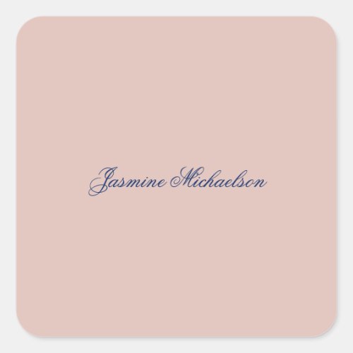 Lovely Chic Calligraphy Name Rose Gold Color Square Sticker