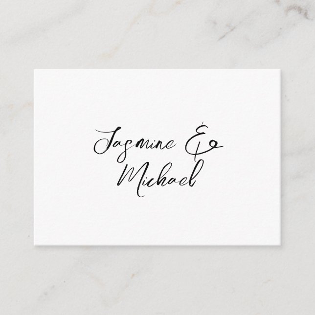 Lovely Chic Calligraphy Names Weddings Enclosure Card (Front)