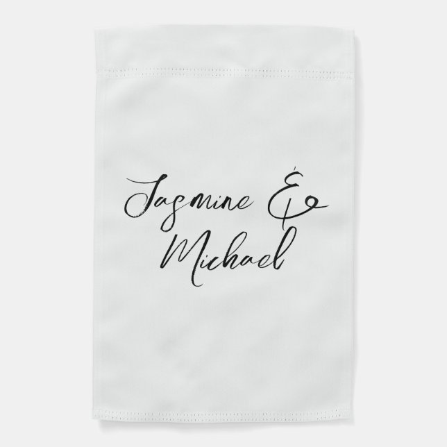 Lovely Chic Calligraphy Names Weddings Garden Flag (Front)