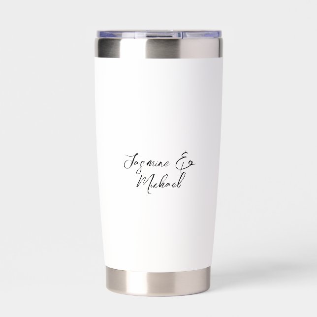 Lovely Chic Calligraphy Names Weddings Insulated Tumbler (Front)
