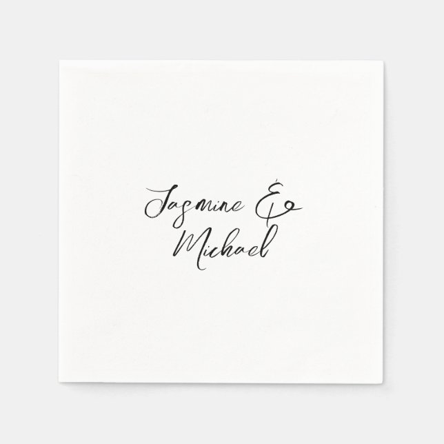 Lovely Chic Calligraphy Names Weddings Napkins (Front)