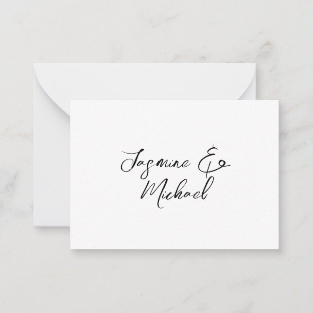Lovely Chic Calligraphy Names Weddings Note Card (Front)