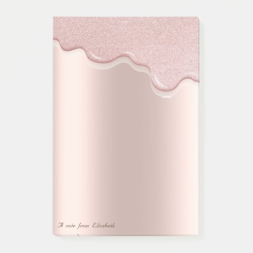 Lovely Chic Elegant Rose Gold Glitter Drips  Post_it Notes