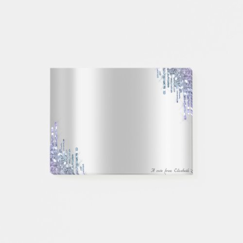 Lovely Chic Elegant Violet Glitter Drips Post_it Notes