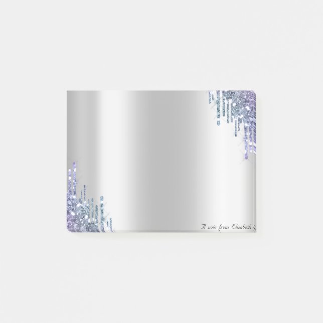 Lovely Chic Elegant Violet Glitter Drips Post-it Notes (Front)
