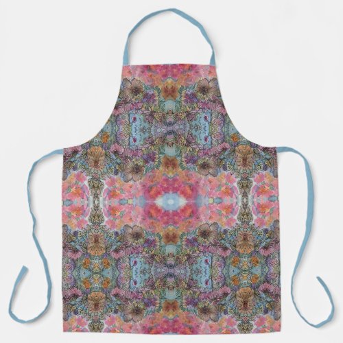 Lovely Chic Flower Garden Watercolor Painting  Apron