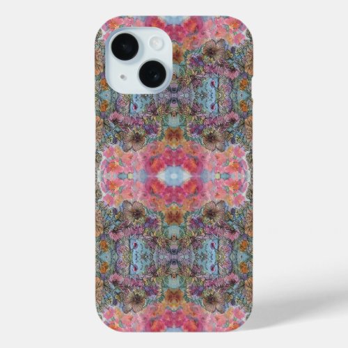 Lovely Chic Flower Garden Watercolor Painting iPhone 15 Case