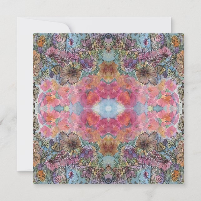 Lovely Chic Flower Garden Watercolor Painting  Note Card (Front)