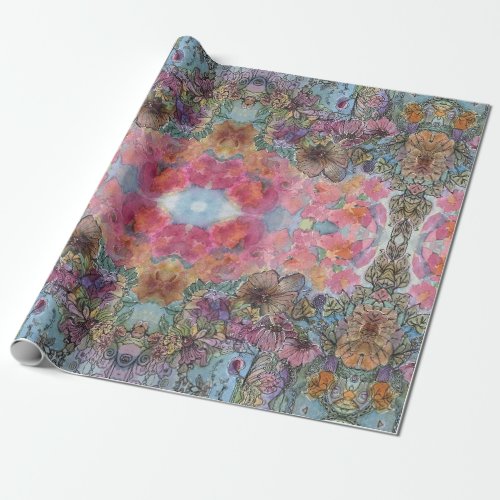 Lovely Chic Flower Garden Watercolor Painting  Wrapping Paper