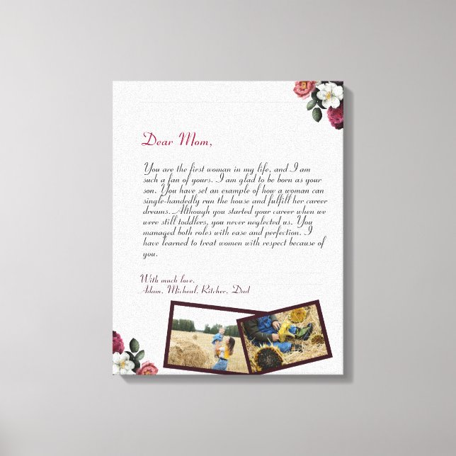 lovely chic Personalized Love Letter Handwritten  Canvas Print (Front)