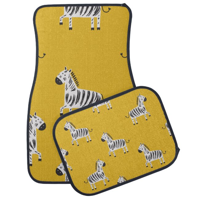 Lovely children's seamless pattern with zebras car floor mat (Set)