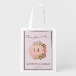 Lovely Christian verse about Peace Grocery Bag