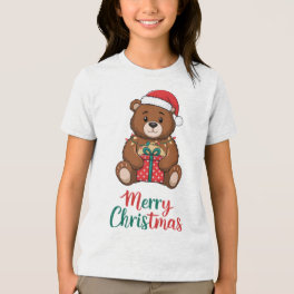 Lovely Christmas Bear - Merry Christmas Tri-Blend Shirt