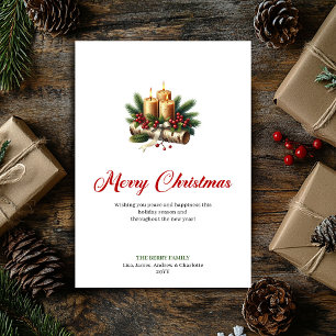 Lovely Christmas candles with pine branches card