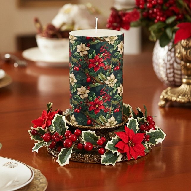 Lovely Christmas chinoiserie floral Pillar Candle (Creator Uploaded)