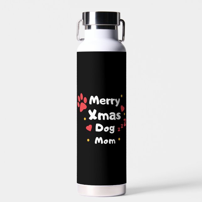 Lovely Christmas Dog Mom Water Bottle (Front)