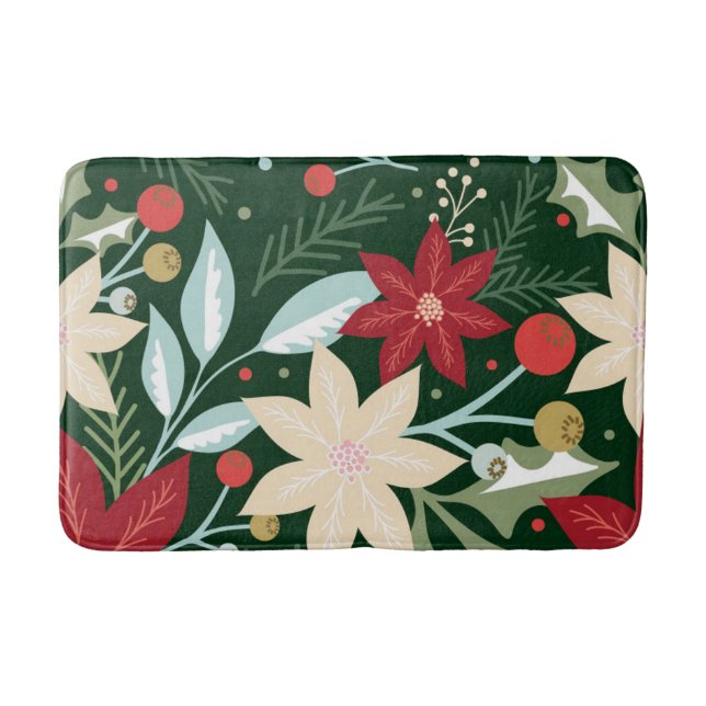 Lovely Christmas Floral Bath Mat (Front)