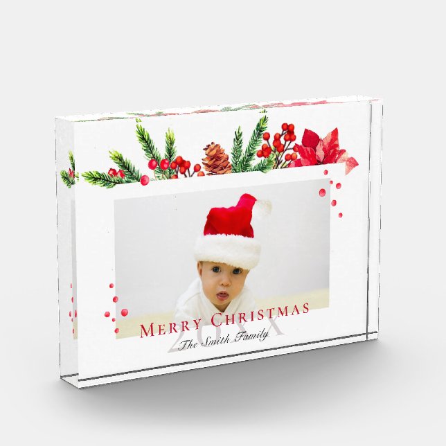 Lovely Christmas Frame Personalized Photo Block (Left)