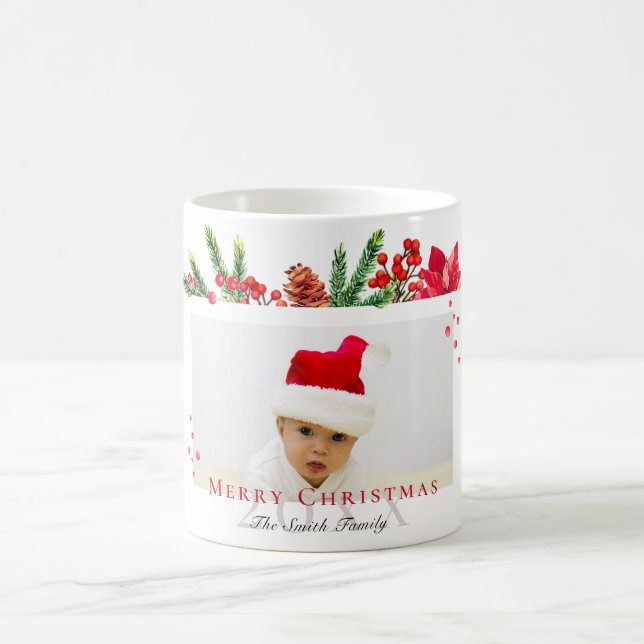 Lovely Christmas Frame Personalized Photo Coffee Mug (Center)