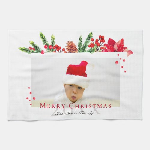 Lovely Christmas Frame Personalized Photo Kitchen Towel