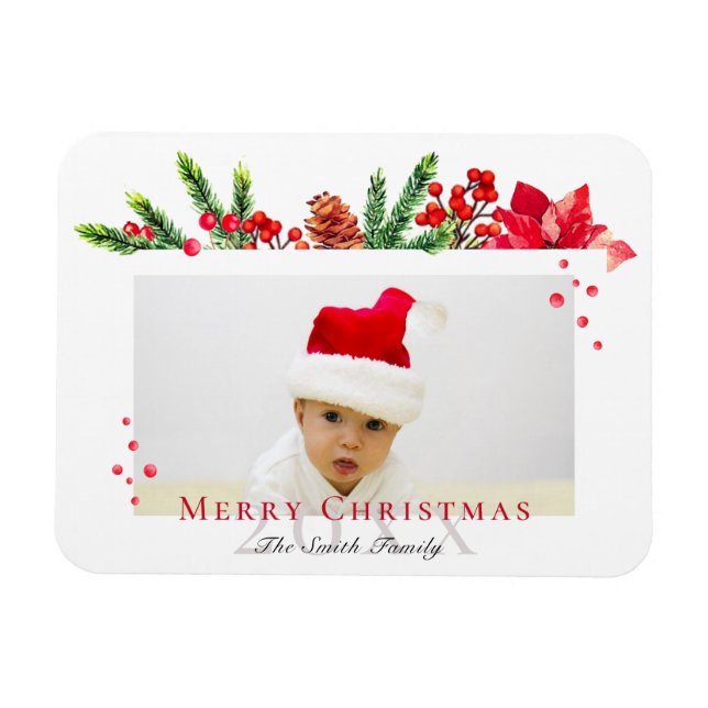 Lovely Christmas Frame Personalized Photo Magnet (Horizontal)