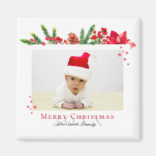 Lovely Christmas Frame Personalized Photo Magnet