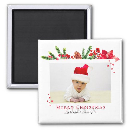 Lovely Christmas Frame Personalized Photo Magnet