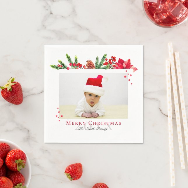 Lovely Christmas Frame Personalized Photo Napkins (Insitu)