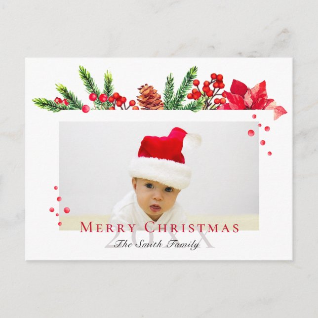 Lovely Christmas Frame Personalized Photo Postcard (Front)