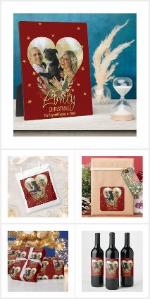 Lovely Christmas Photo Heart Gold Glitter Stars