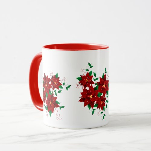 Lovely Christmas Red Flowers Mug