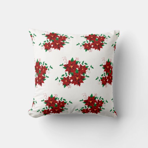 Lovely Christmas Red Flowers Throw Pillow